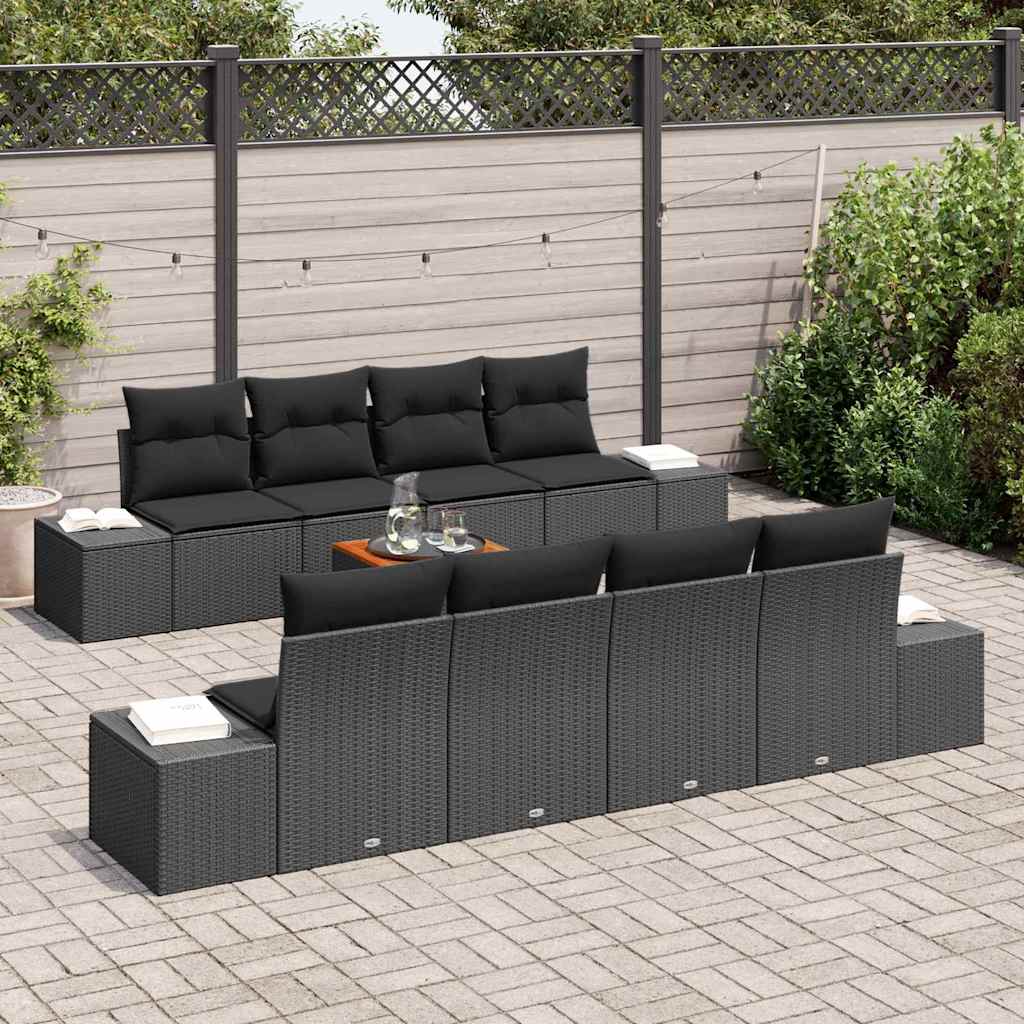 vidaXL Tuin Sofa Set 7 pcs Zwart 55 x 55 x 37 cm Rattan & Glas