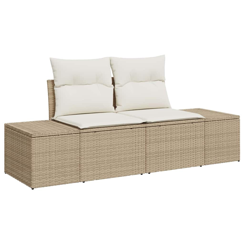 vidaXL Tuin Sofa Set 7 pcs Beige, wit 55 x 55 x 37 cm Riet en stof