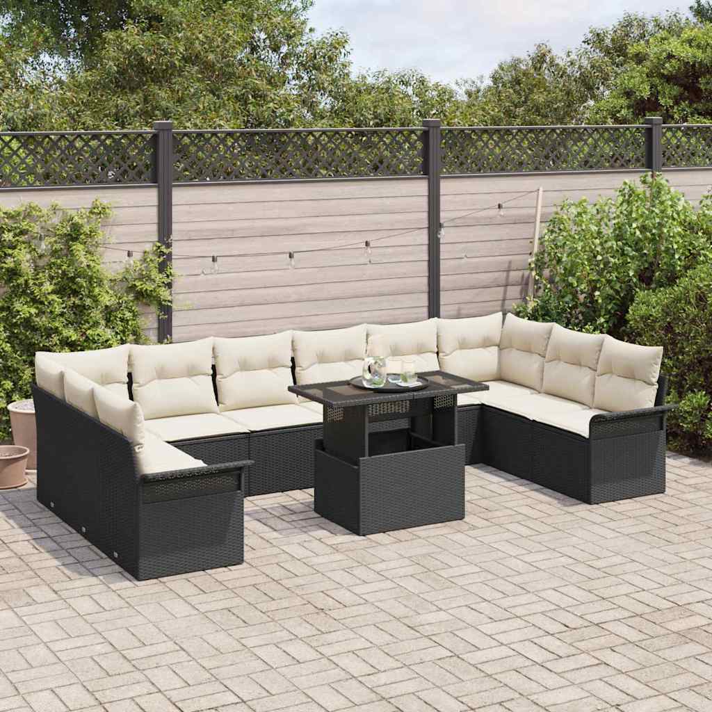 vidaXL Tuin Sofa Set met kussen met kussen 11 pcs Zwart Bruin 100 x 55 x 73 cm