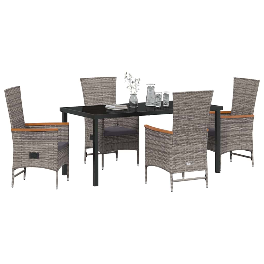 vidaXL Tuinstoelen 5 pcs Grijs Donkergrijs 160 x 80 x 73 cm PE rattan