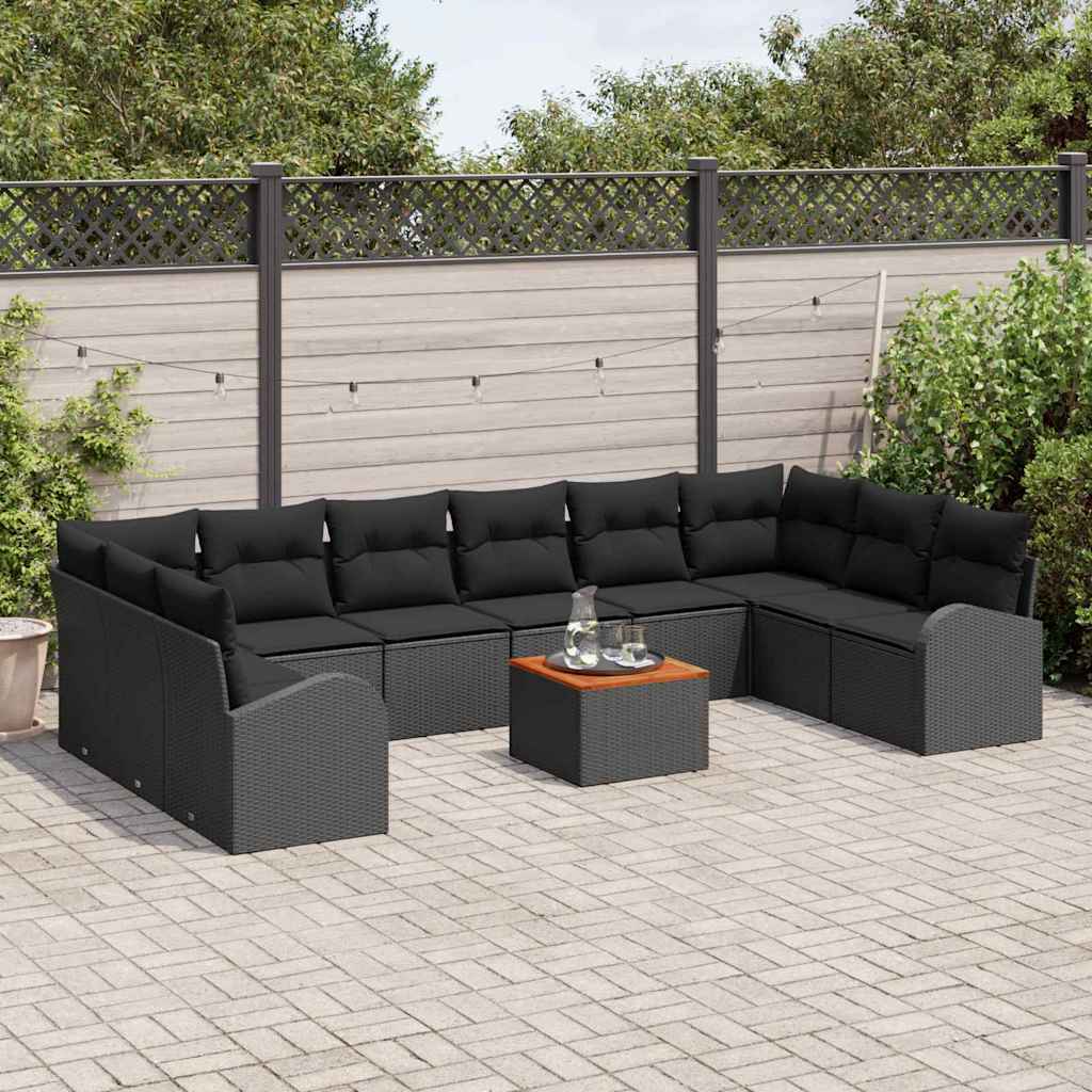 vidaXL Tuin Sofa Set 11 pcs Zwart Groot Rattan