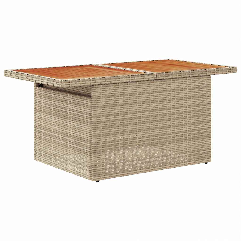 vidaXL 10-delige tuinbankset met kussens in beige poly riet