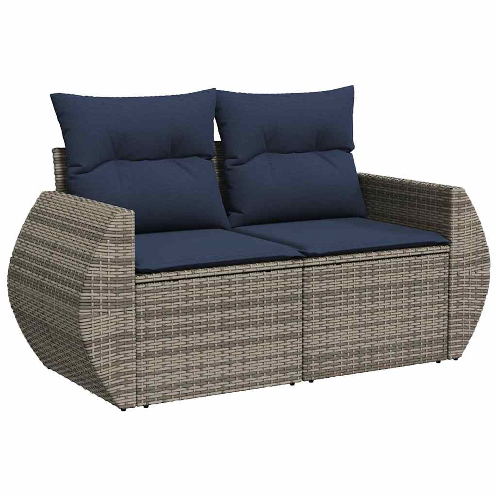 vidaXL 9-delige Loungeset met kussens poly rattan acacia grijs