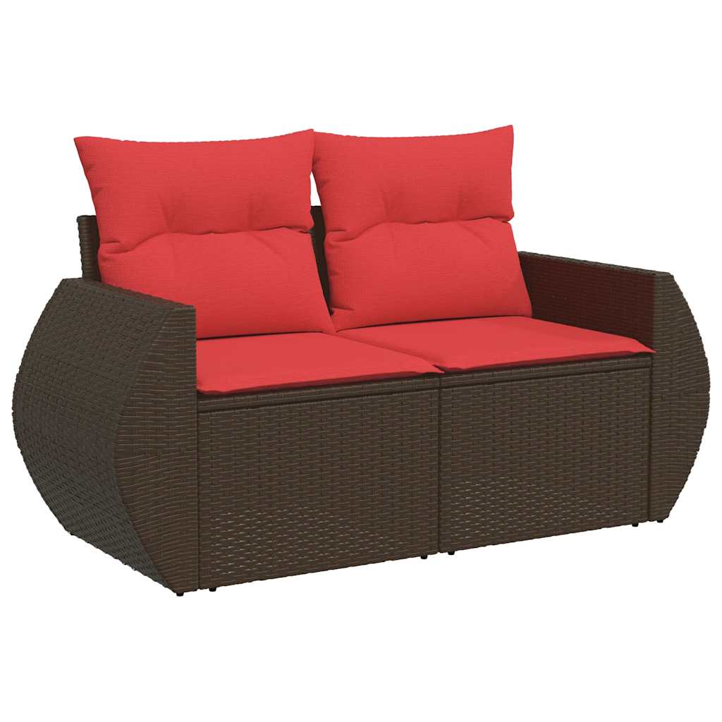 vidaXL 9-delige Loungeset met kussens poly rattan acacia bruin