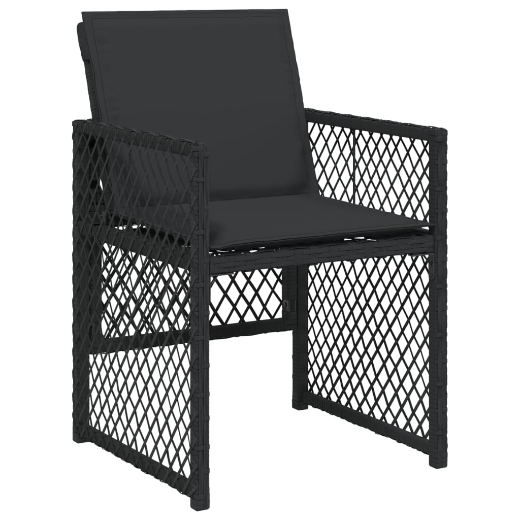 vidaXL 17-delige Tuinset met kussens poly rattan zwart