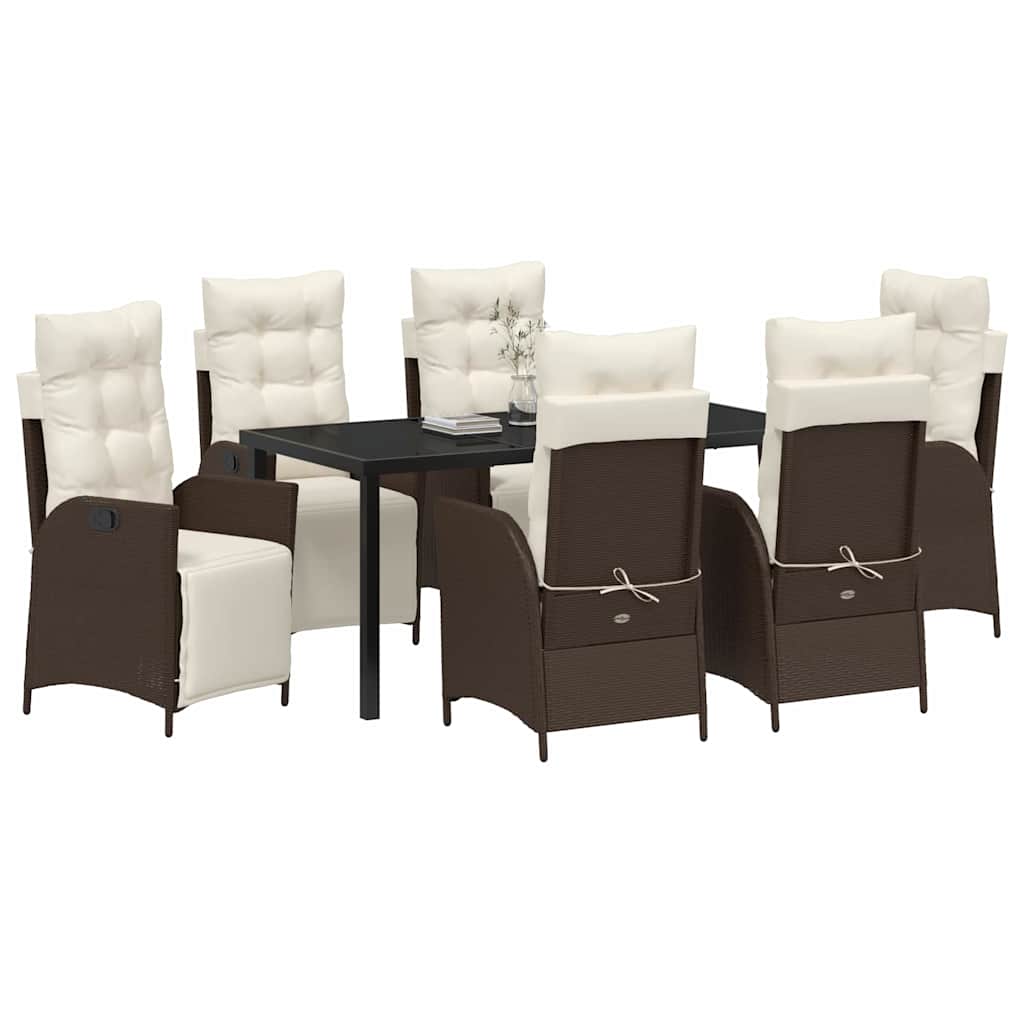 vidaXL 7-delige Tuinset Bruin Poly Rattan