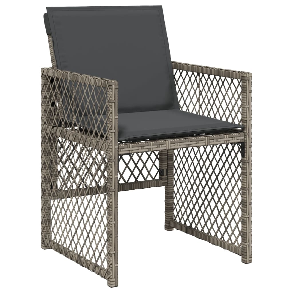 vidaXL 17-delige Tuinset met kussens poly rattan grijs