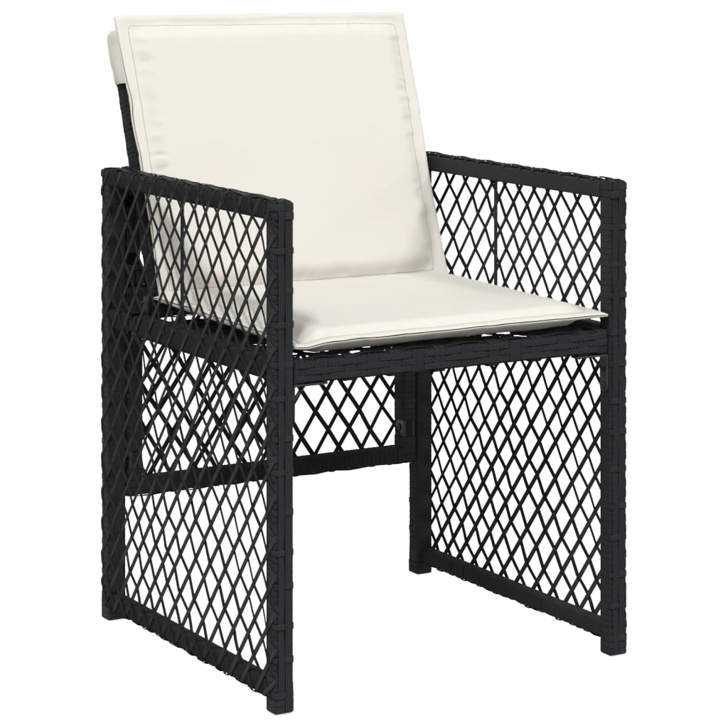 vidaXL 15-delige Tuinset met kussens poly rattan zwart