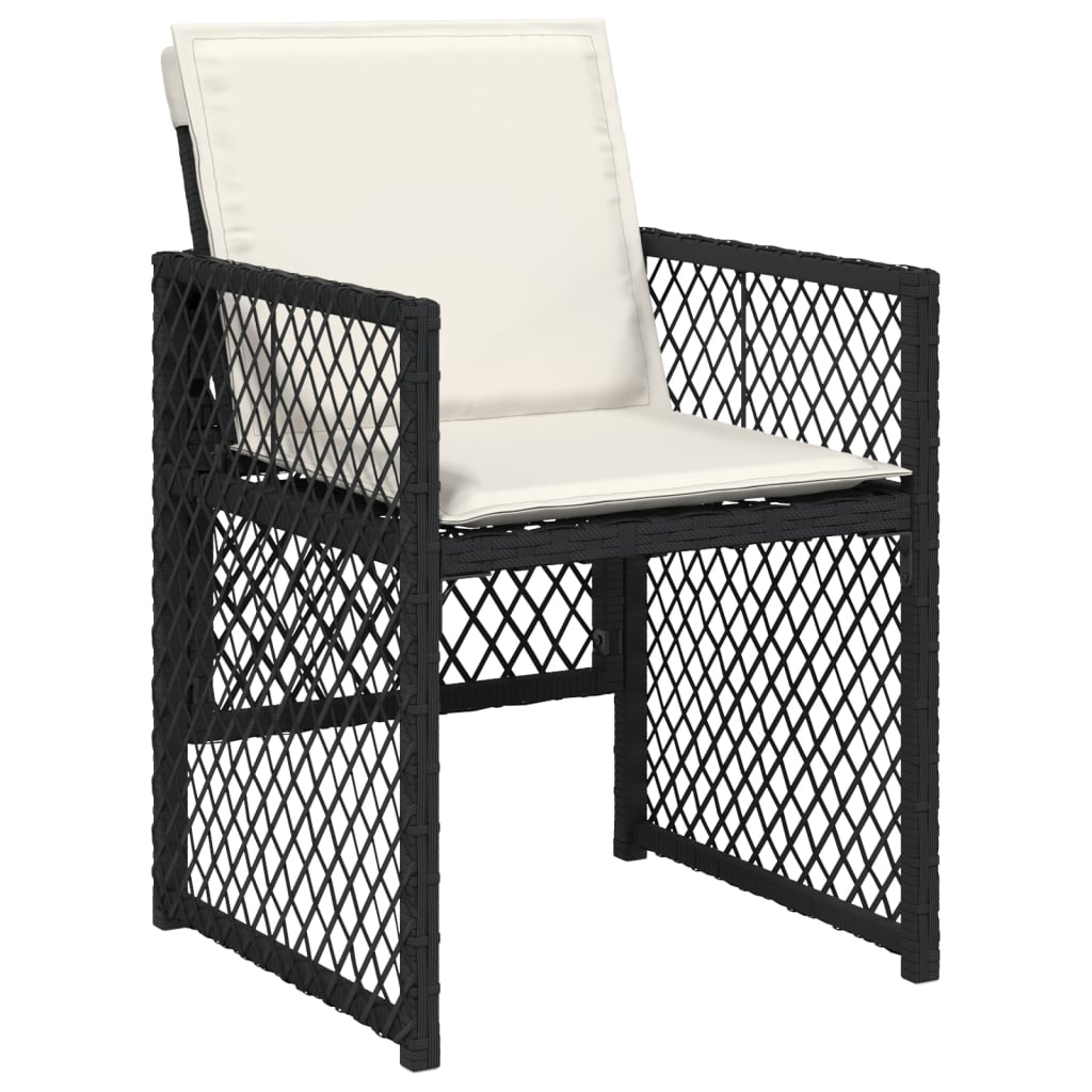 vidaXL 17-delige Tuinset met kussens poly rattan zwart