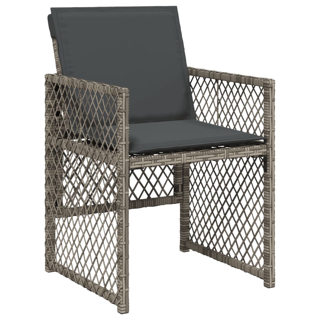 vidaXL 17-delige Tuinset met kussens poly rattan grijs