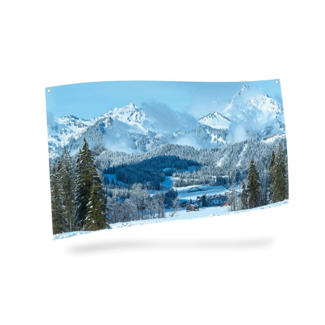 My village Achtergronddoek berglandschap 150x75 cm - 