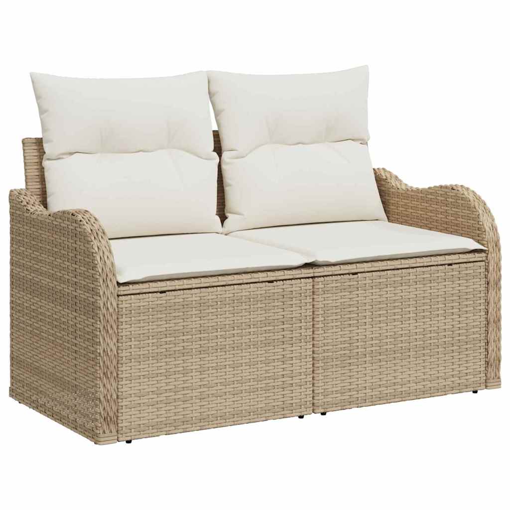 vidaXL 9-delige Tuinset met Kussens in Beige van Poly Rattan