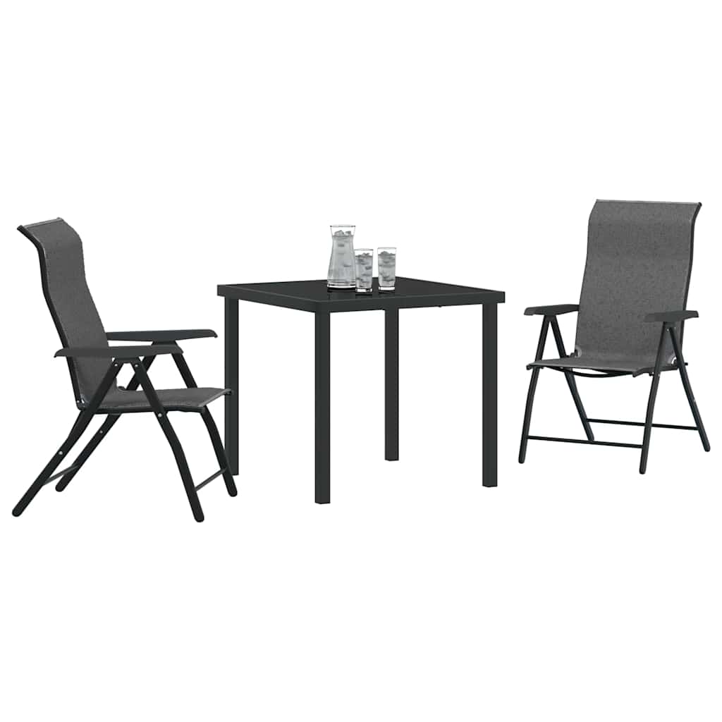 vidaXL 3-delige Tuin Eetset Grijs Poly Rattan