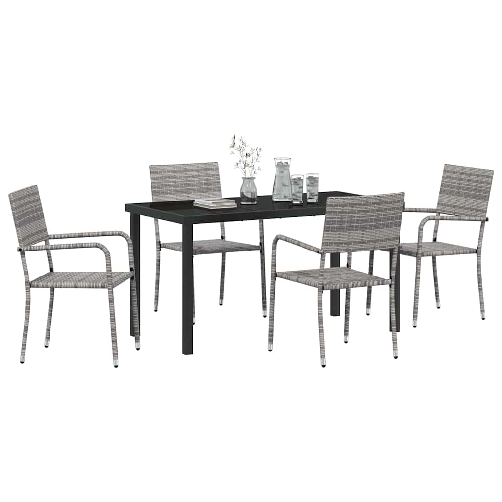 vidaXL 5-delige tuinset in grijs poly rattan