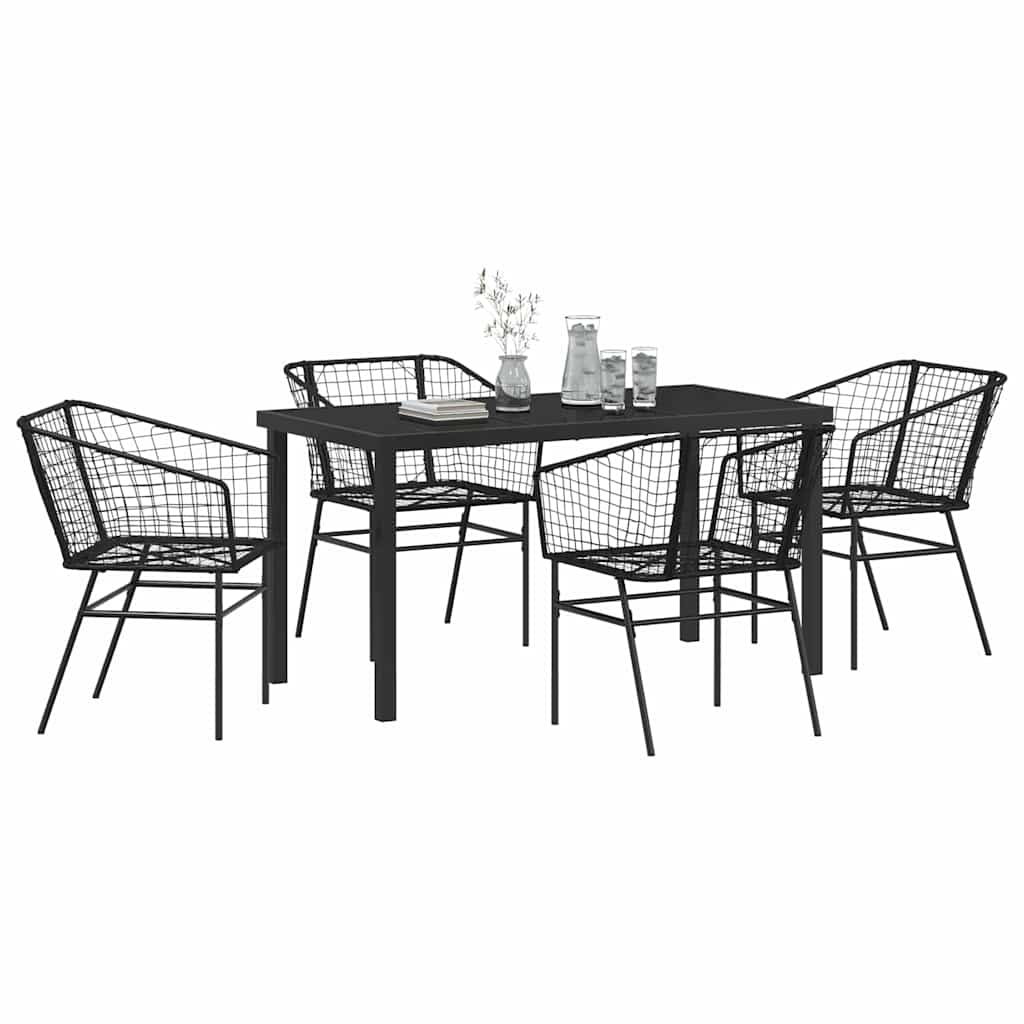 vidaXL 5-delige tuinset zwart poly rattan