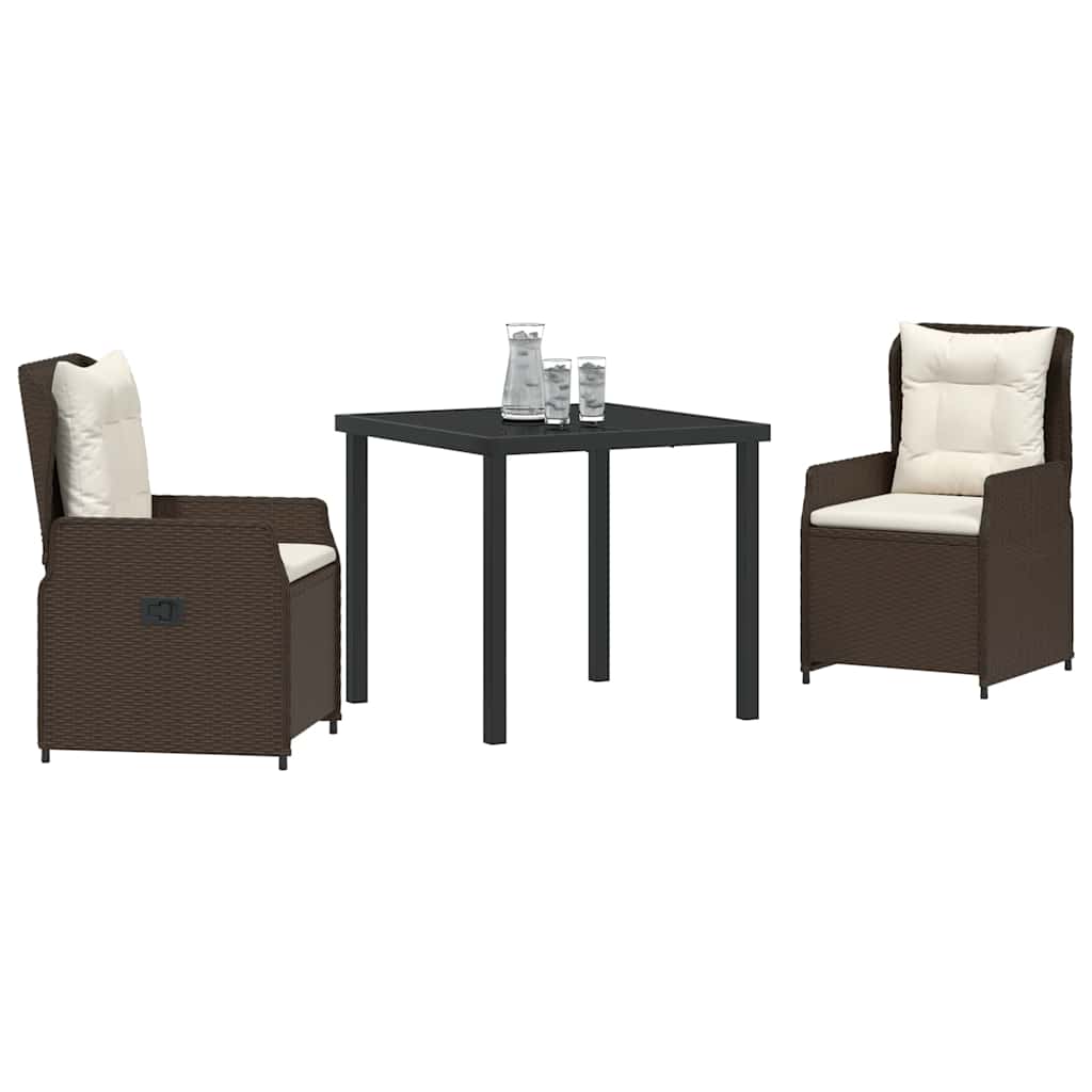 vidaXL 3-delige tuinset Bruin Poly Rattan