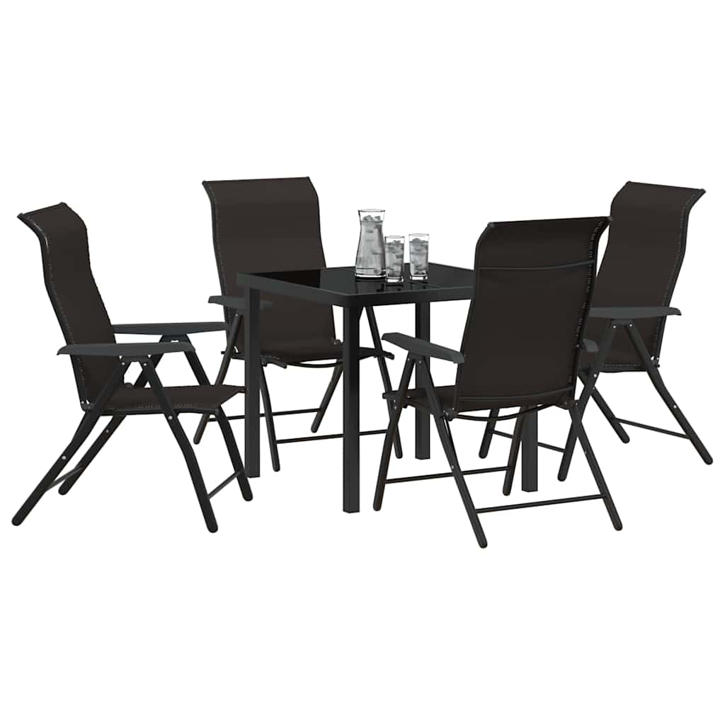 vidaXL 5-delige Tuin Eetset - zwart poly rattan