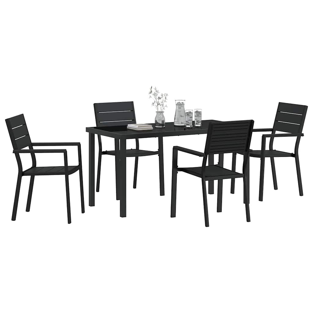 vidaXL 5-delige tuinset zwart HDPE