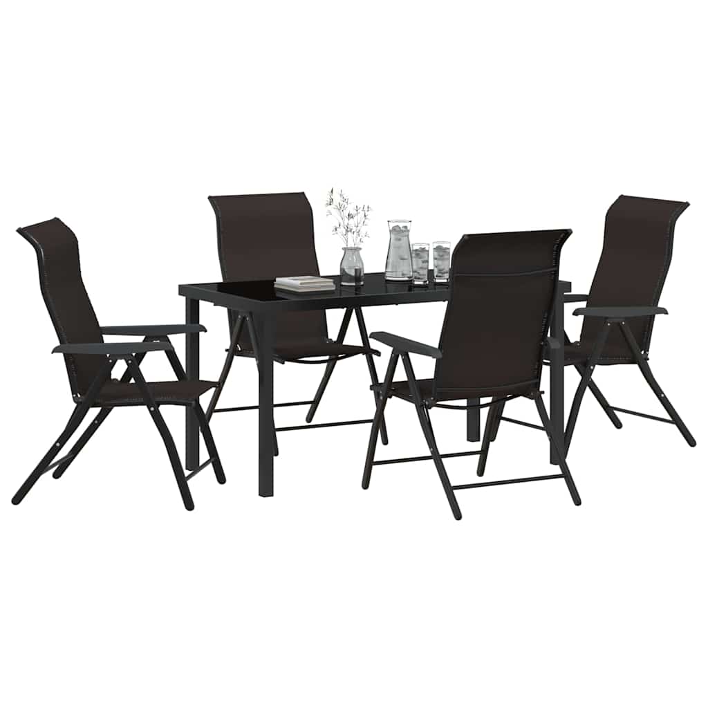 vidaXL 5-delige Tuin Eetset - Zwart Poly Rattan