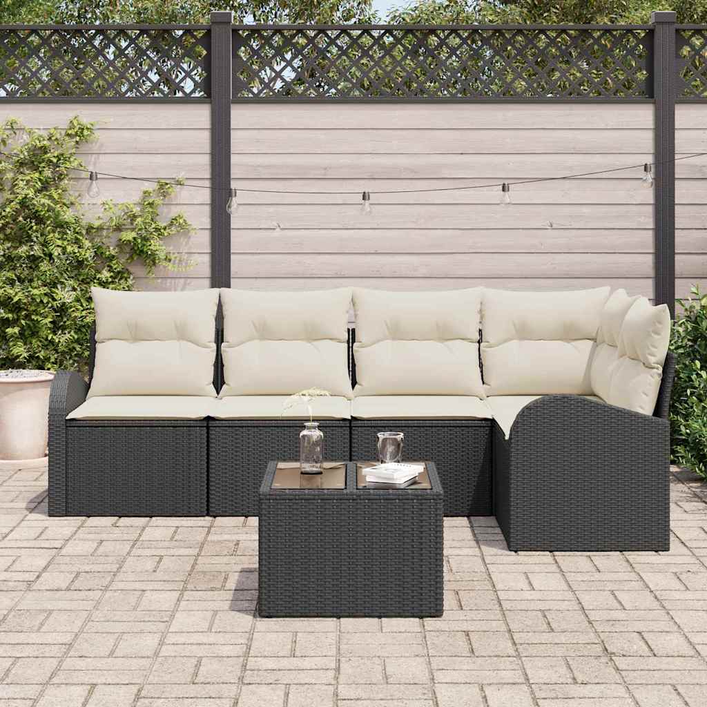 vidaXL 5-delige tuinset met kussens bruin poly rattan