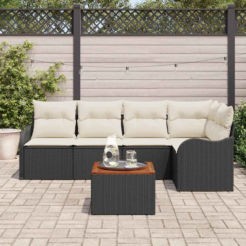 vidaXL Tuin Sofa Set 6 pcs Zwart, wit Middel