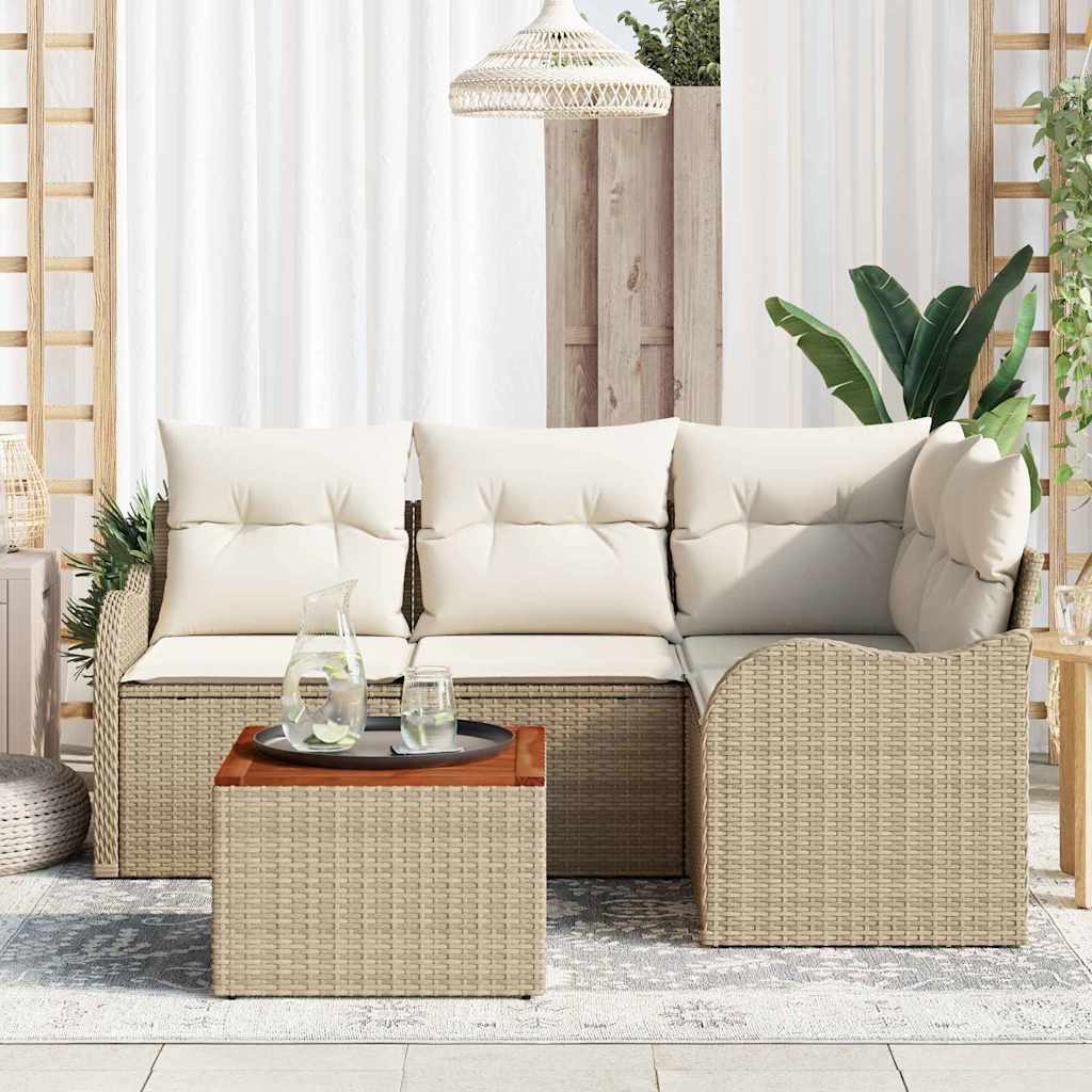 vidaXL Tuin Sofa Set 5 pcs Beige, wit Groot Rieten, Hout