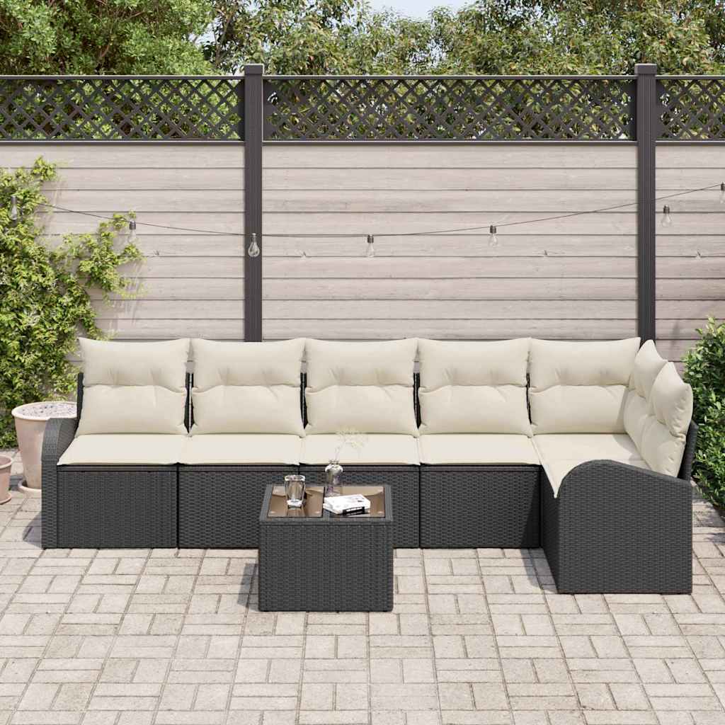 vidaXL 6-delige tuinsofa set met kussens, bruin poly rattan