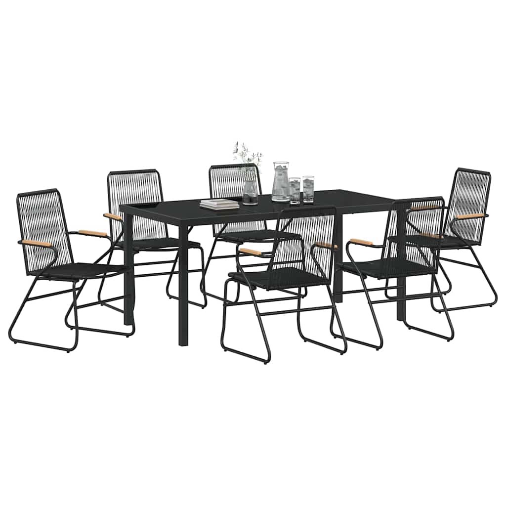 vidaXL 7-delige tuinset zwart PVC rattan