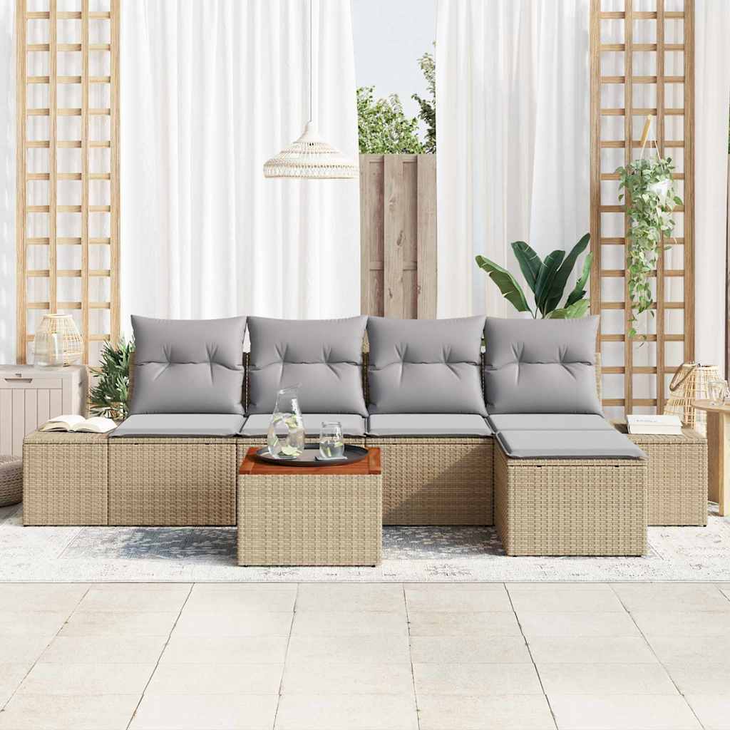 vidaXL Tuin Sofa Set 6 pcs Beige, lichtgrijs