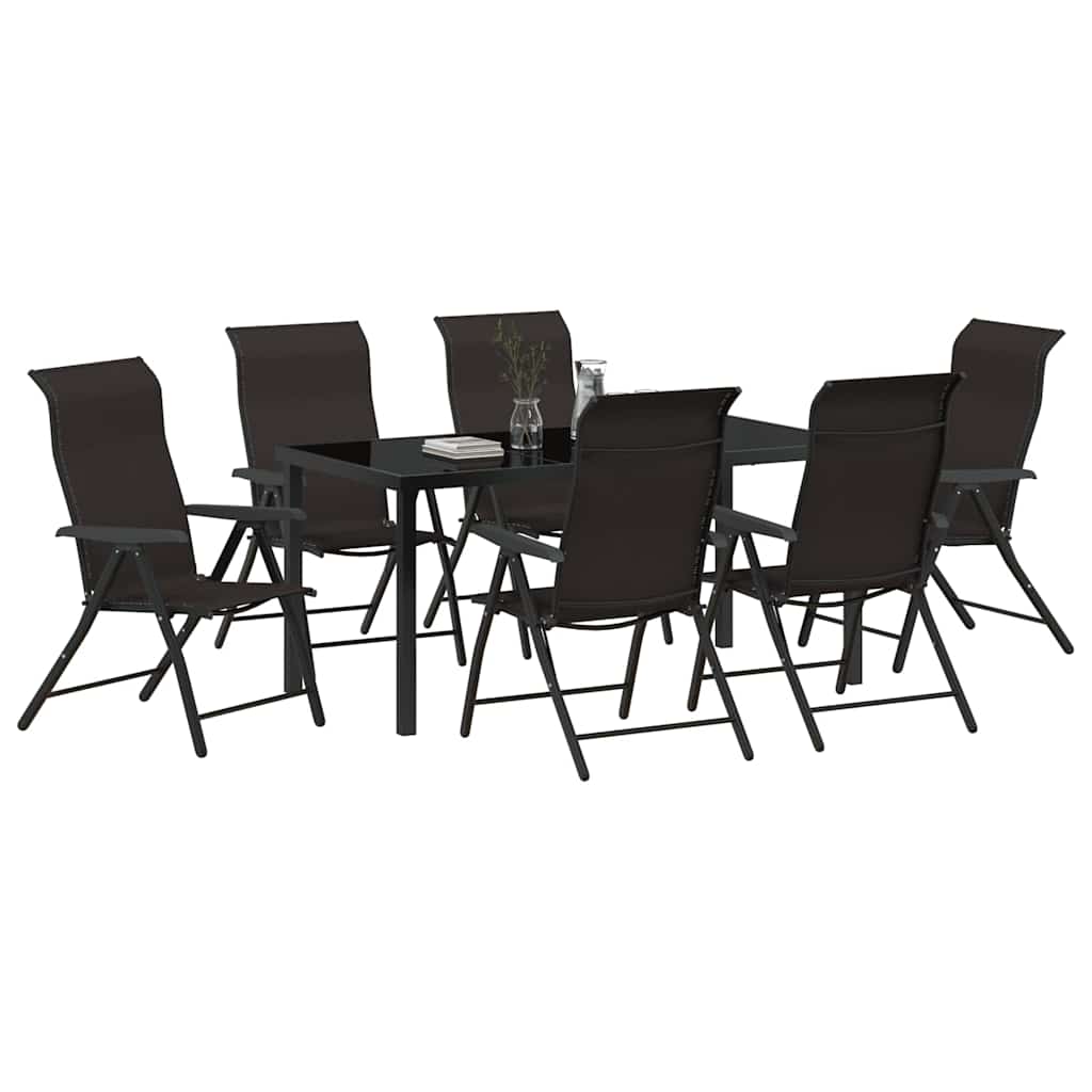 vidaXL 7-delige Tuin Eetset Zwart Poly Rattan
