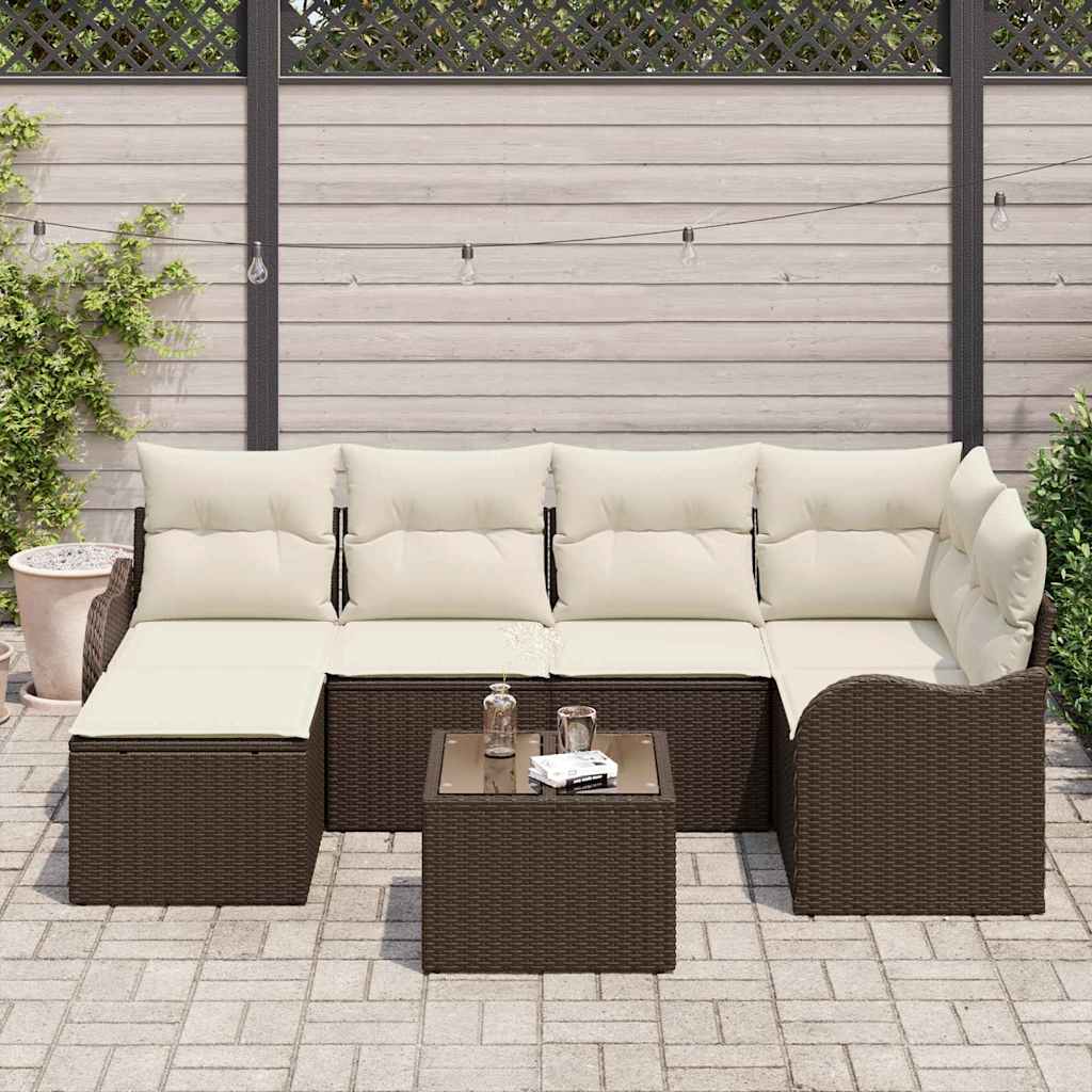 vidaXL 6-delige Tuinbankenset met kussens poly rattan grijs