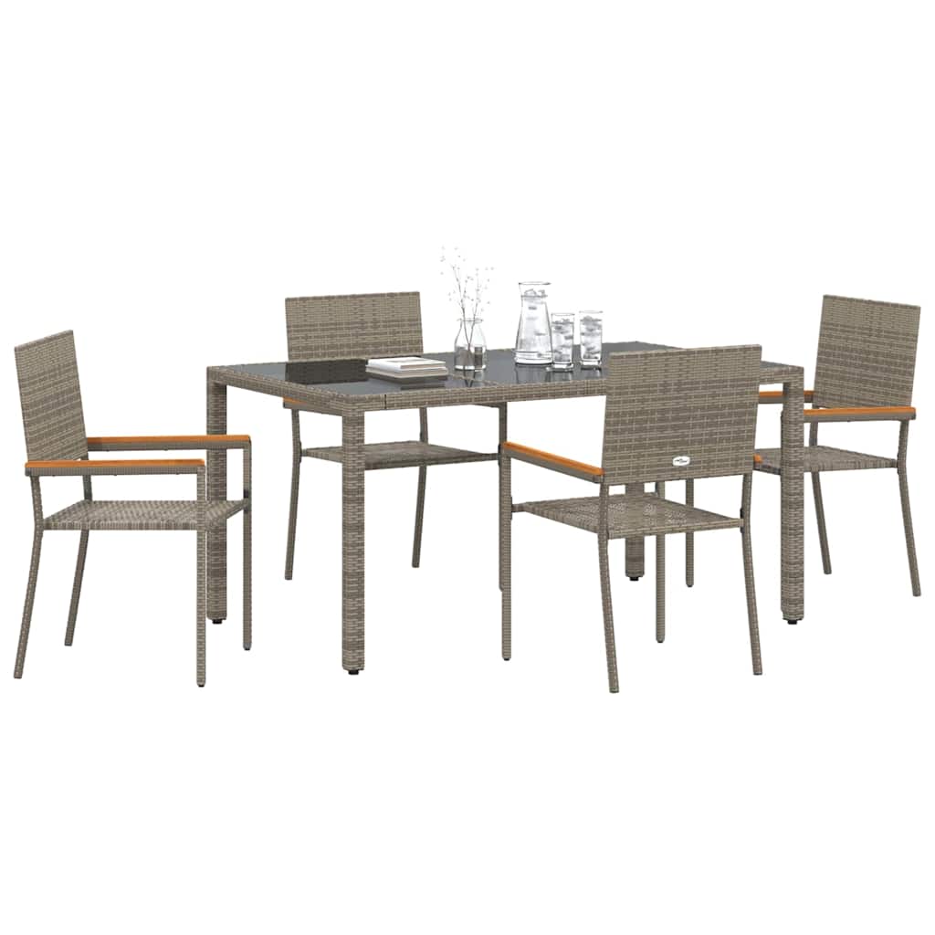vidaXL 5-delige Tuinset poly rattan grijs