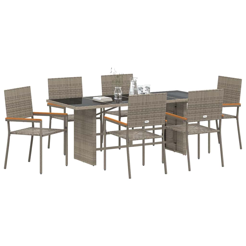 vidaXL 7-delige Tuinset poly rattan grijs
