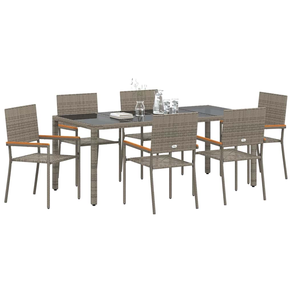 vidaXL 7-delige Tuinset poly rattan grijs