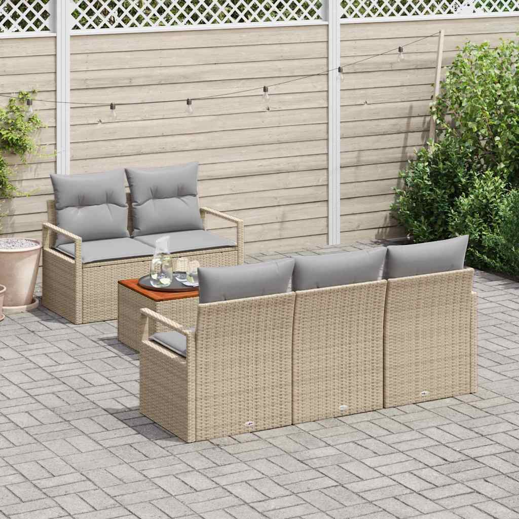 vidaXL Tuin Sofa Set 6 pcs Beige, lichtgrijs Middelmatig