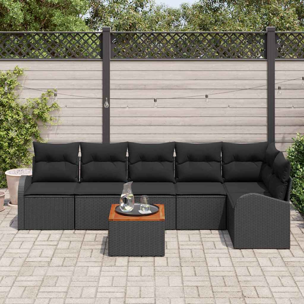 vidaXL Tuin Sofa Set 7 pcs Zwart Groot Rattan