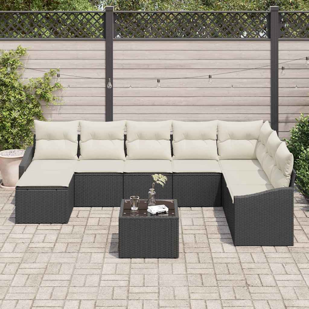 vidaXL 9-delige tuin sofa set met kussens in bruine poly rattan