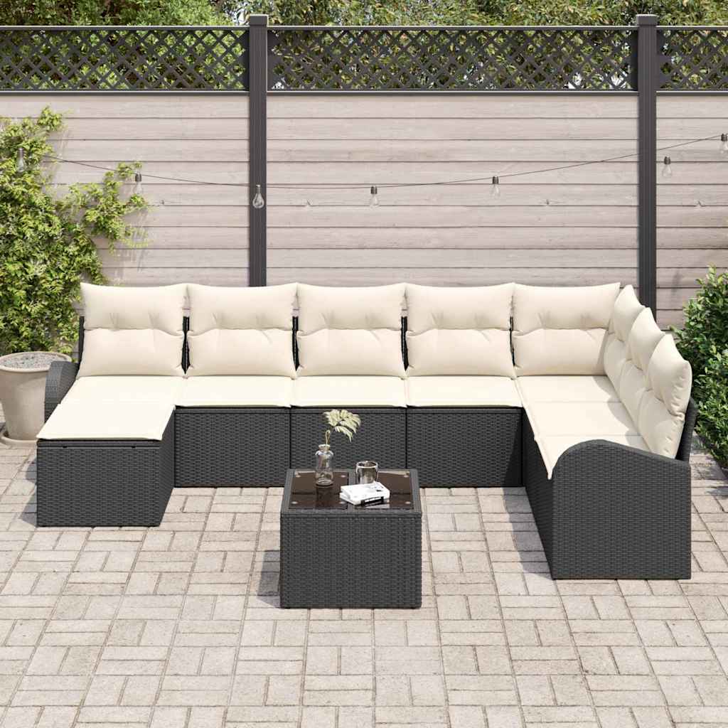 vidaXL 8-delige tuinset met kussens in bruin poly rattan