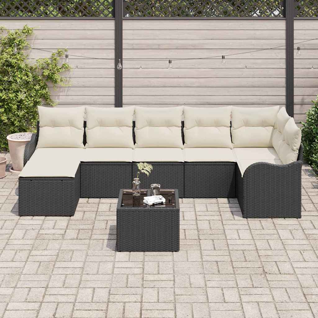 vidaXL 7-delige Tuinbankenset met kussens poly rattan bruin