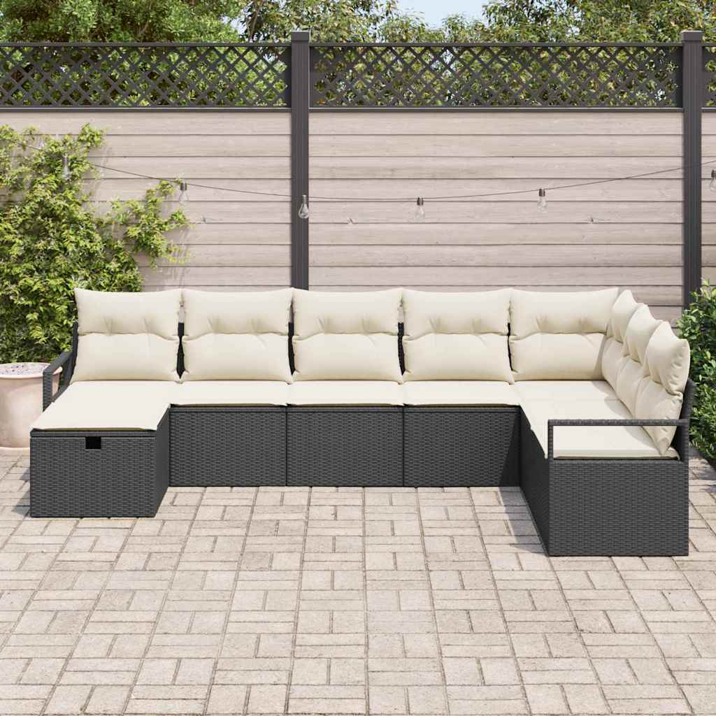 vidaXL Modulair buiten sofa set 8 pcs Zwart 287 x 177 x 69 cm