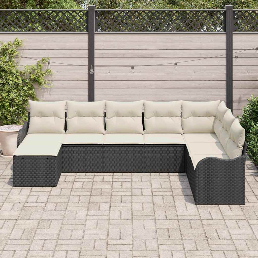 vidaXL 8-delig Tuin Sofa Set met Kussens Zwarte Poly Rattan