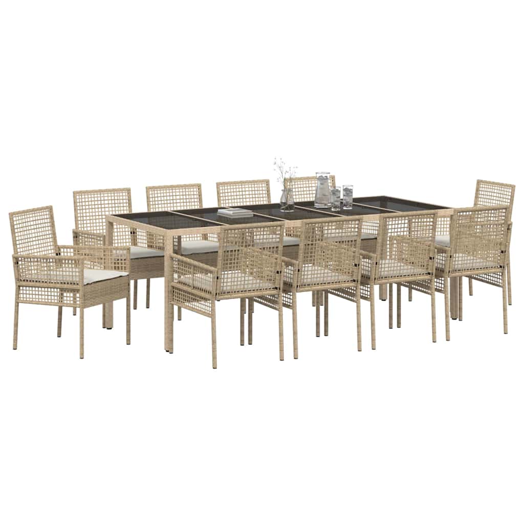 vidaXL Tuin Eetset 11 pcs Beige 250 x 100 x 75 cm