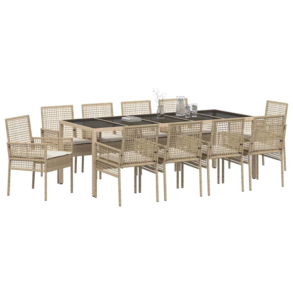 vidaXL Tuin Eetset 11 pcs Beige 250 x 100 x 75 cm