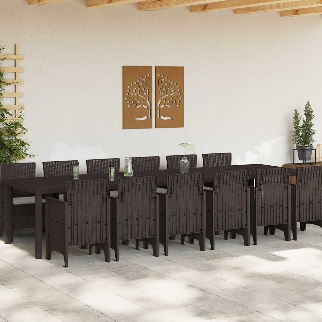 vidaXL Tuin Eetset 13 pcs Bruin Groot Poly rattan