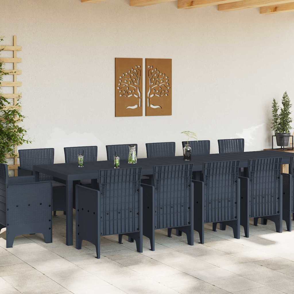 vidaXL Tuineetset met Kussens 15 pcs Antraciet 14-Zits