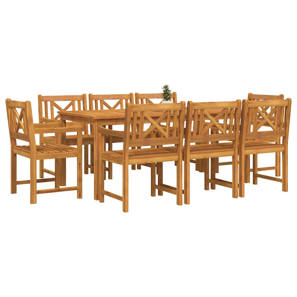 vidaXL Tuin Eetset 9 pcs Bruin 180 x 90 x 75 cm Massief Hout