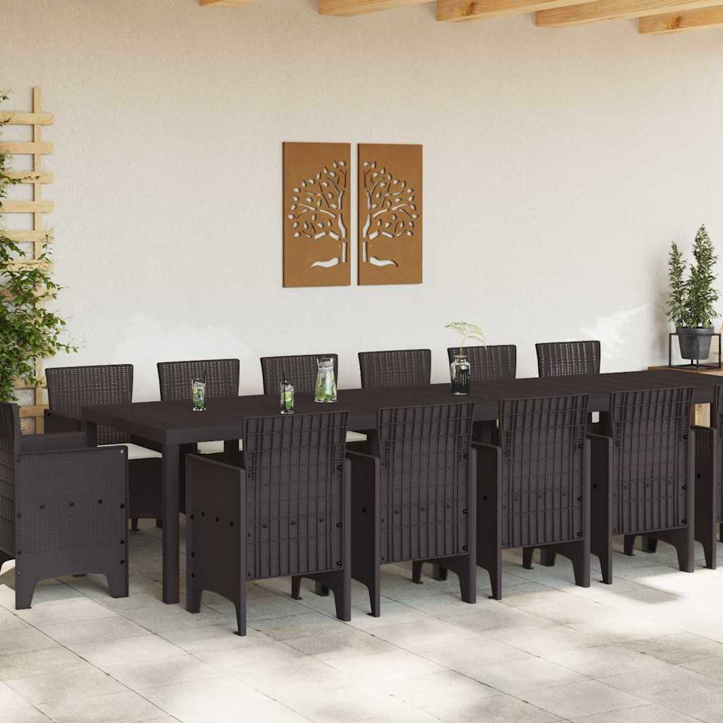 vidaXL Tuin Eetset 15 pcs Bruin Large Poly rattan