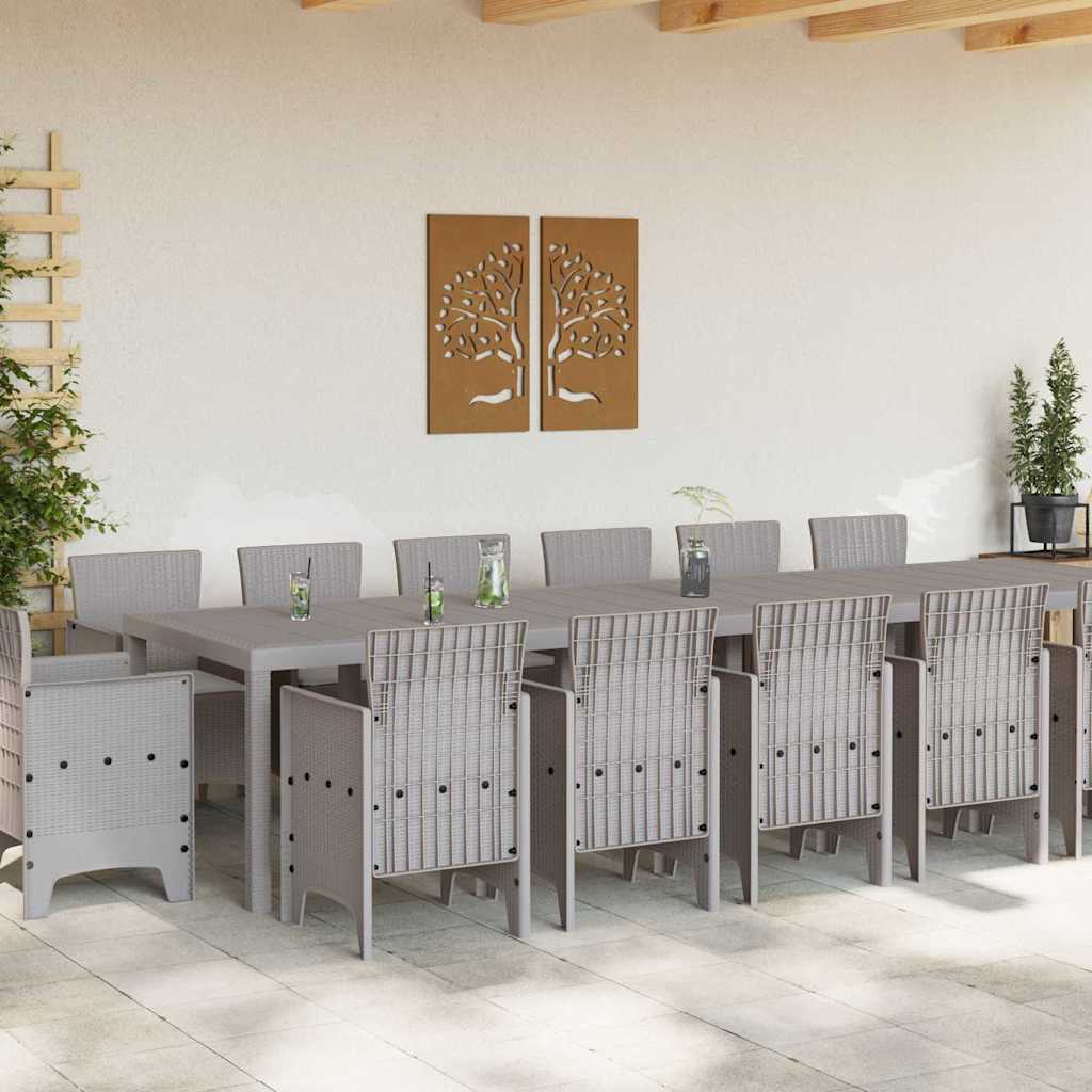 vidaXL Tuin Eetset 15 pcs Lichtgrijs 14-Persoons Rattan