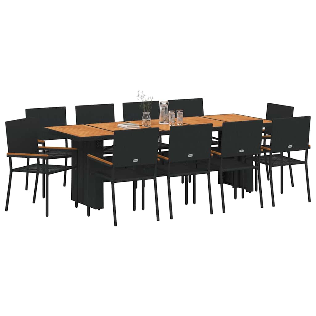 vidaXL Tuin Eetset 11 pcs Zwart 10-Zits Poly rattan