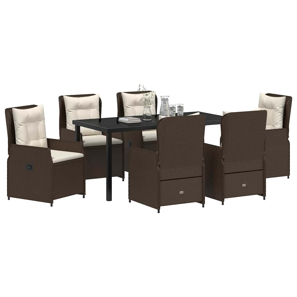 vidaXL 7-delige tuin eetset bruin poly rattan